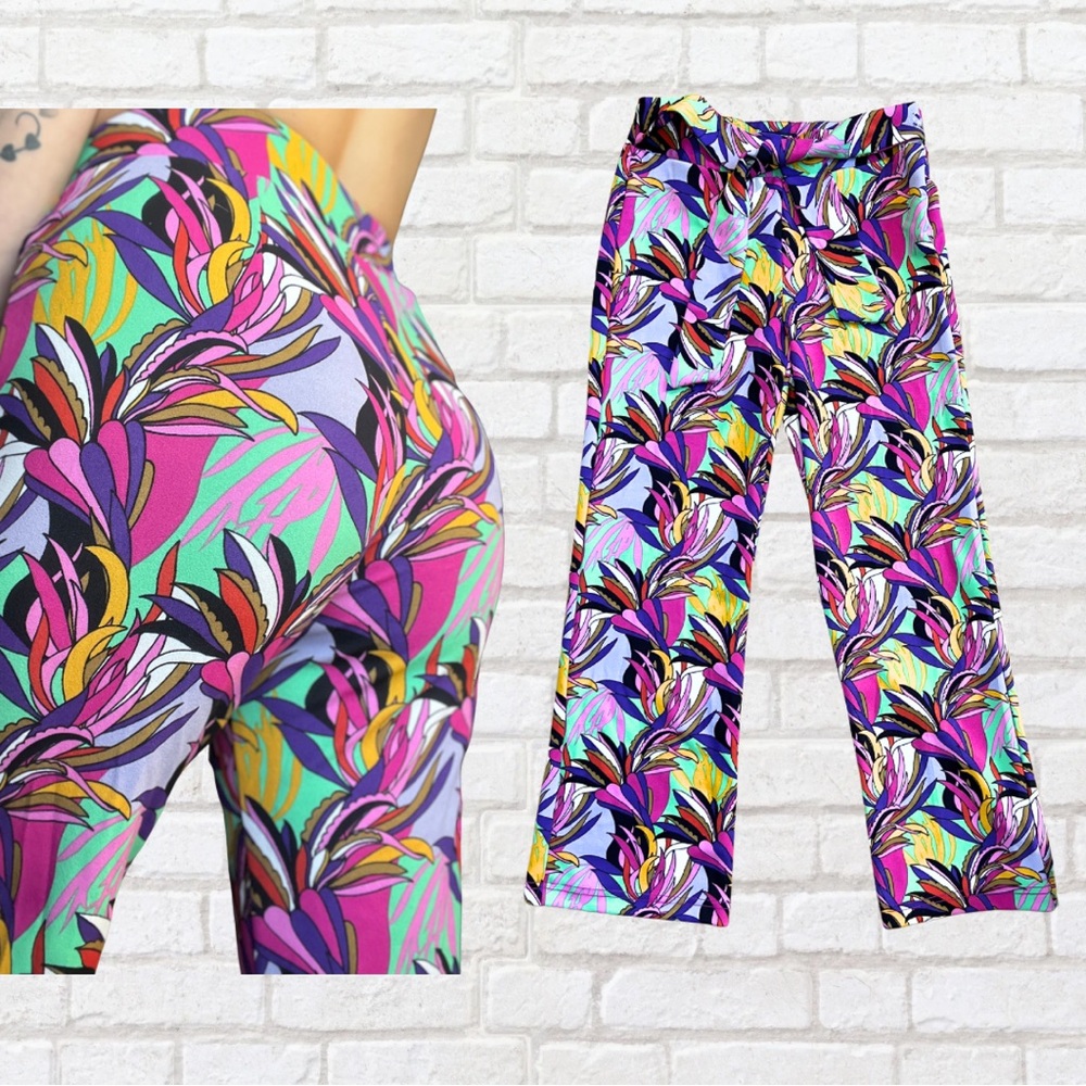 Colorful Funky Print Pants with Tie Front- Size Medium